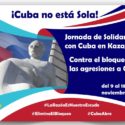 Universitarios kazajos a favor de Cuba y contra el bloqueo de EEUU (+Fotos)
